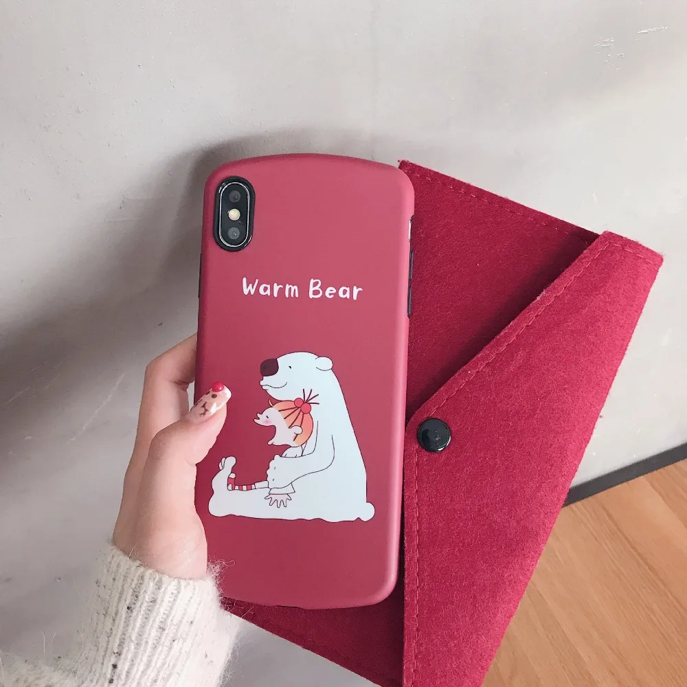 MOUGOL Arc забавный большой белый теплый медведь телефон чехол для iPhone 6 S 7 8 Plus милая