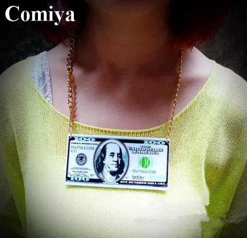 Новая мода оптом аксессуары сто доллар акриловые подвески ожерелье для женщин