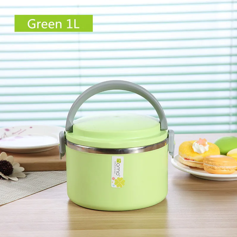 Green 1L ONEUP Портативный Ланч-бокс из нержавеющей стали, 2 слоя, термо-бокс, экологически чистый контейнер для хранения еды для пикника, школьника - Цвет: Green 1L