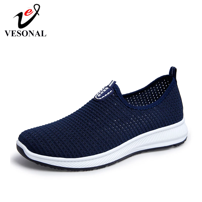 VESONAL 2020 Summer Breathable Mesh Sneakers Men Shoes Comfortable Slip On Male Loafers Casual Walking Footwear AA02 | Обувь