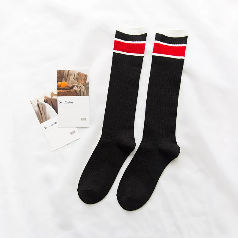 Spring Autumn New Striped Women Stockings Warm Hosiery Female College Wind Stripe Pattern High Tube Meias | Женская одежда