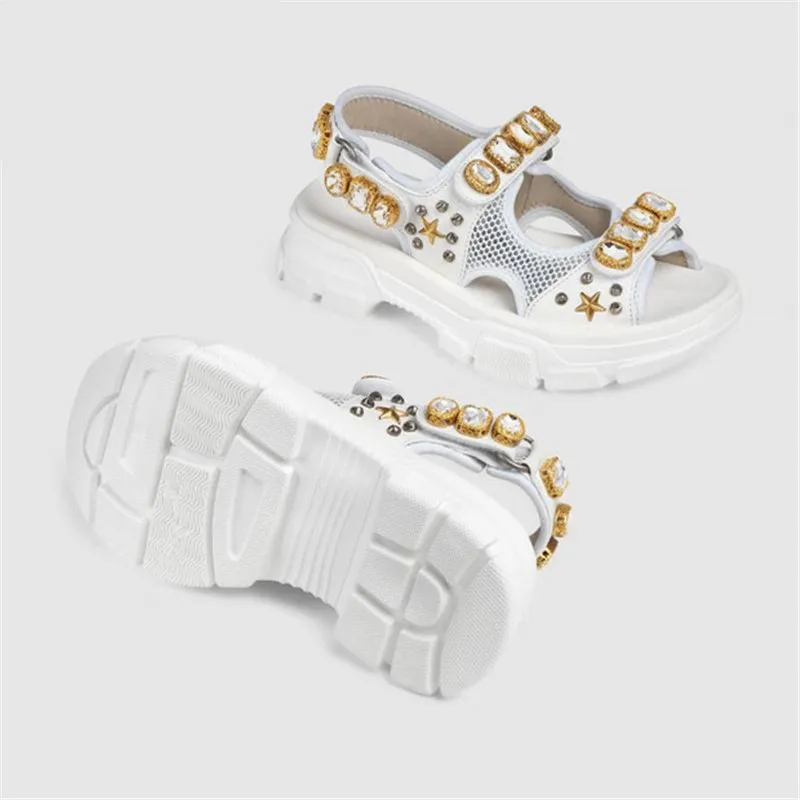 Модные женские сандалии со стразами на платформе Женские повседневные туфли