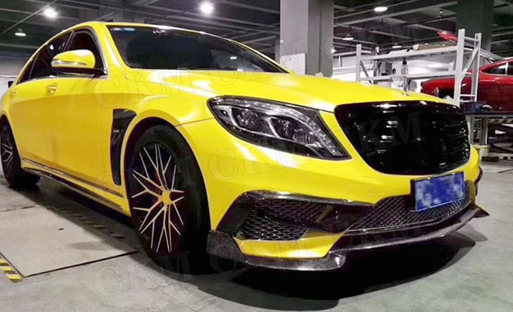 Передняя губная лопата из углеродного волокна для Mercedes Benz S Class S350 S400 S500 S63 S65- защита Бампера