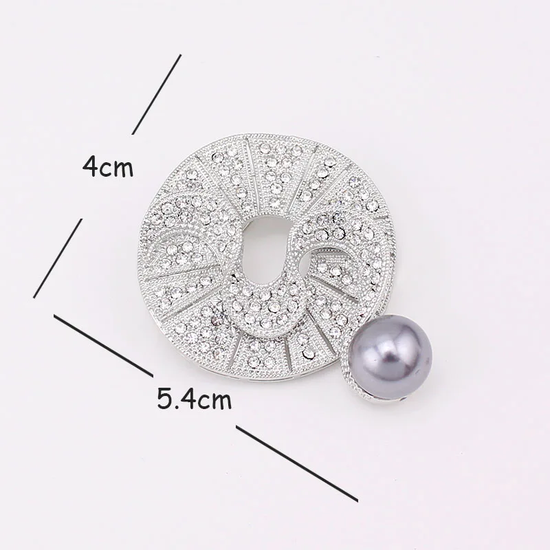 Crystal Rhinestone Simulated Pearl Feather Wedding Flower Pin Brooch Elegant New Vintage Round Shape Bright Jewelry BH8254 | Украшения и