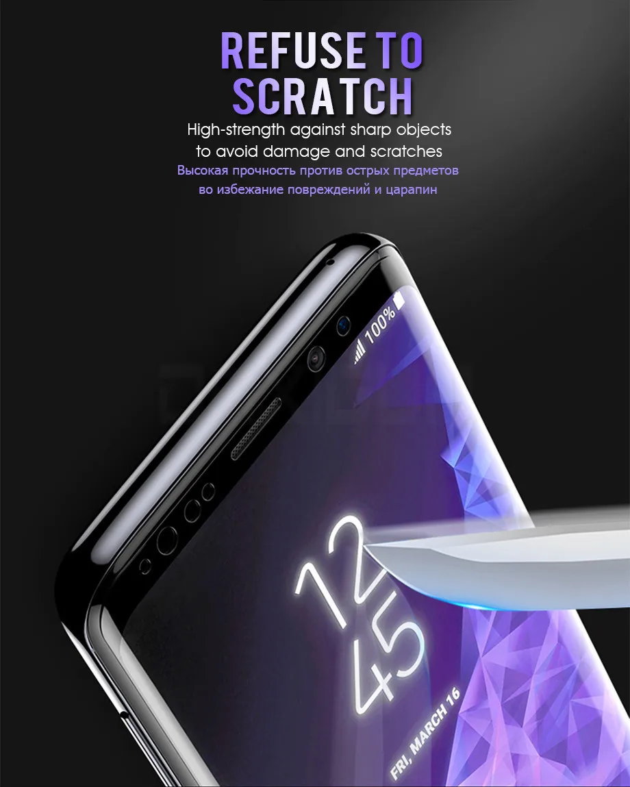 40D полностью изогнутое закаленное стекло для samsung Galaxy S9 S8 Plus Note 9 8 Защита экрана для samsung S7 S6 Edge S9 защитная пленка