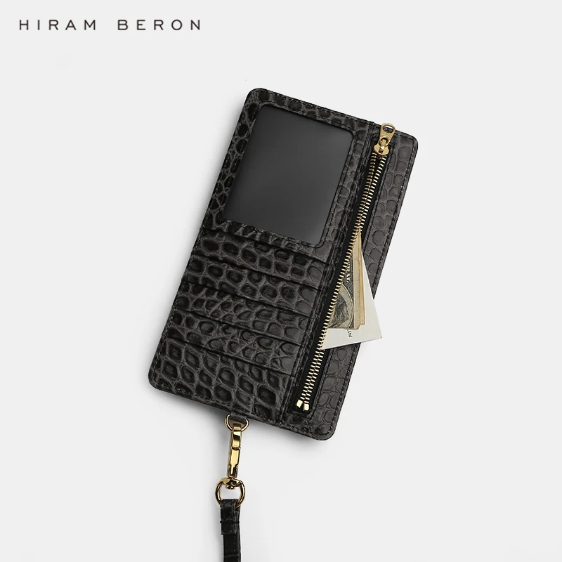 HIRAM BERON держатель для телефона с плечевым ремнем из коровьей кожи серого цвета