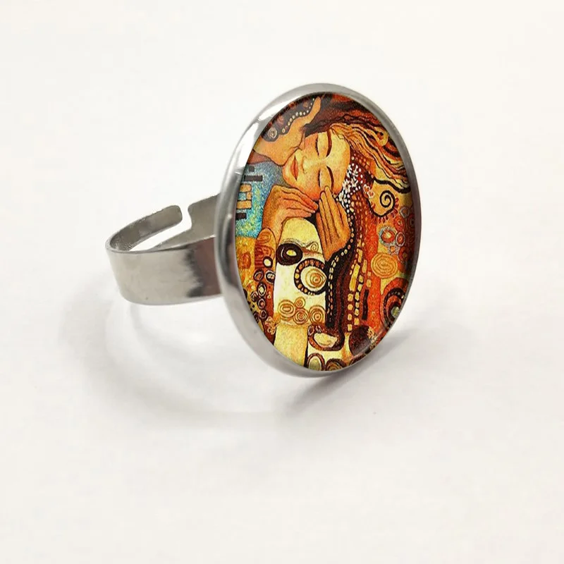 Модное кольцо для фотосъемки из стекла Kiss Klimt ювелирное изделие ручной работы