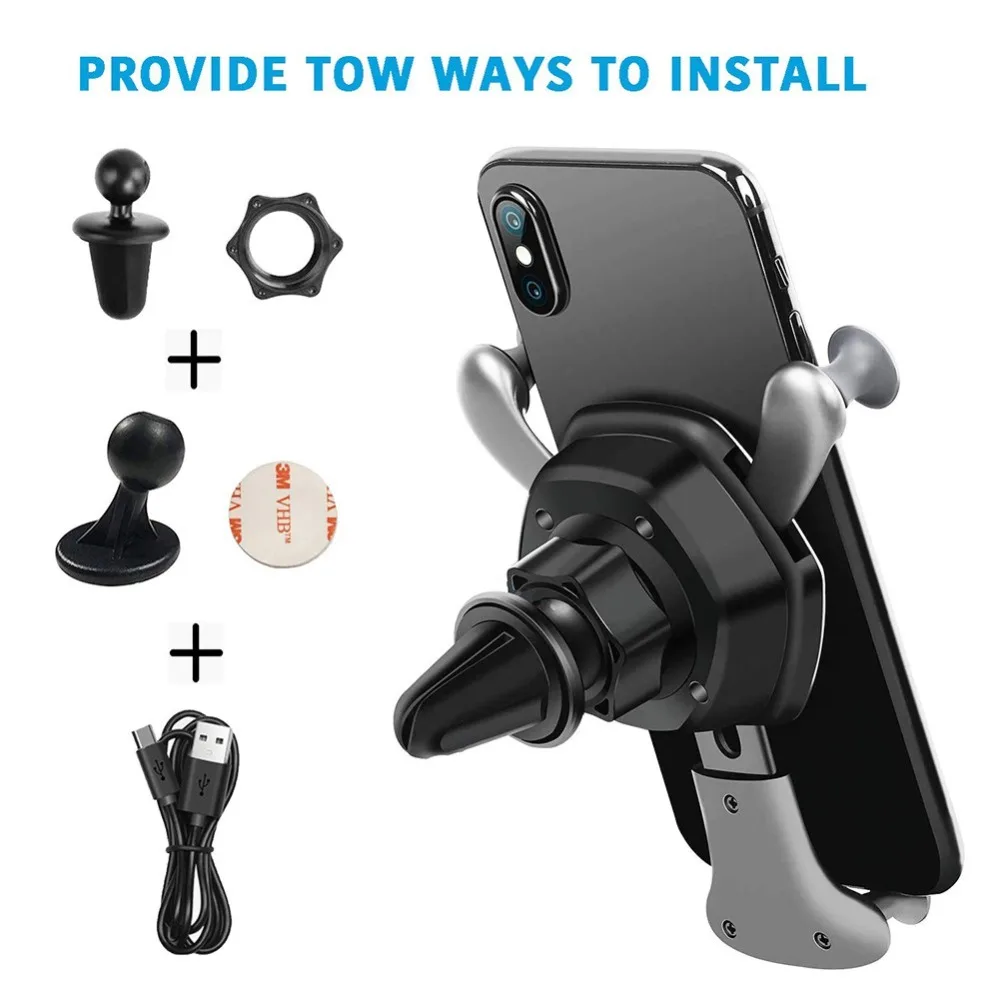 

Wireless Charger Fast Car Charger Mount Auto-Clamping Design One-Hand Operation Compatible with Samsung Galaxy Qi Phones