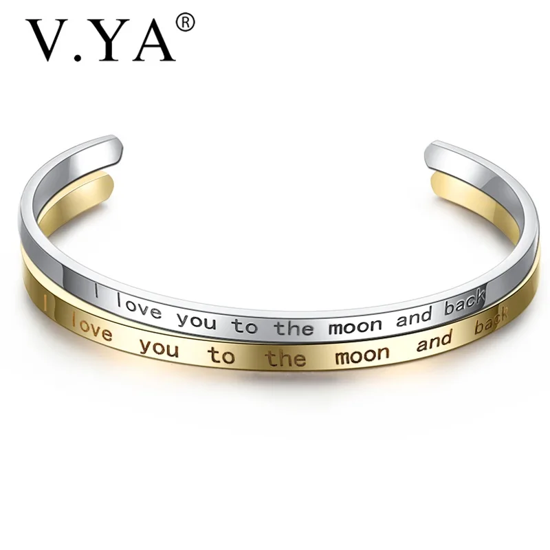 Открытый браслет на запястье I Love you to the moon and back для женщин и мужчин браслеты из