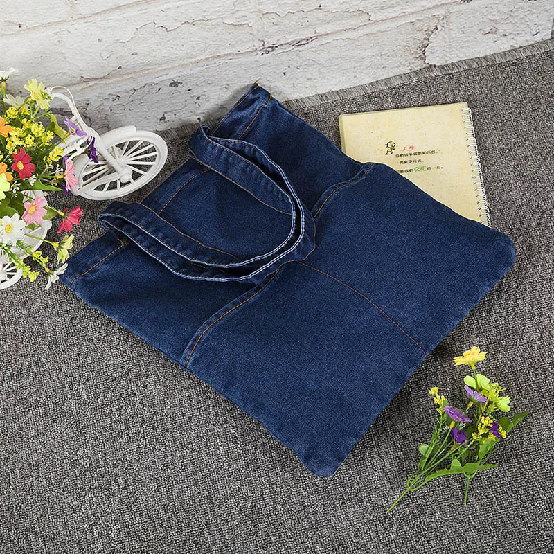 Джинсовая женская сумка тоут ковбойская ткань большая через плечо дорожная