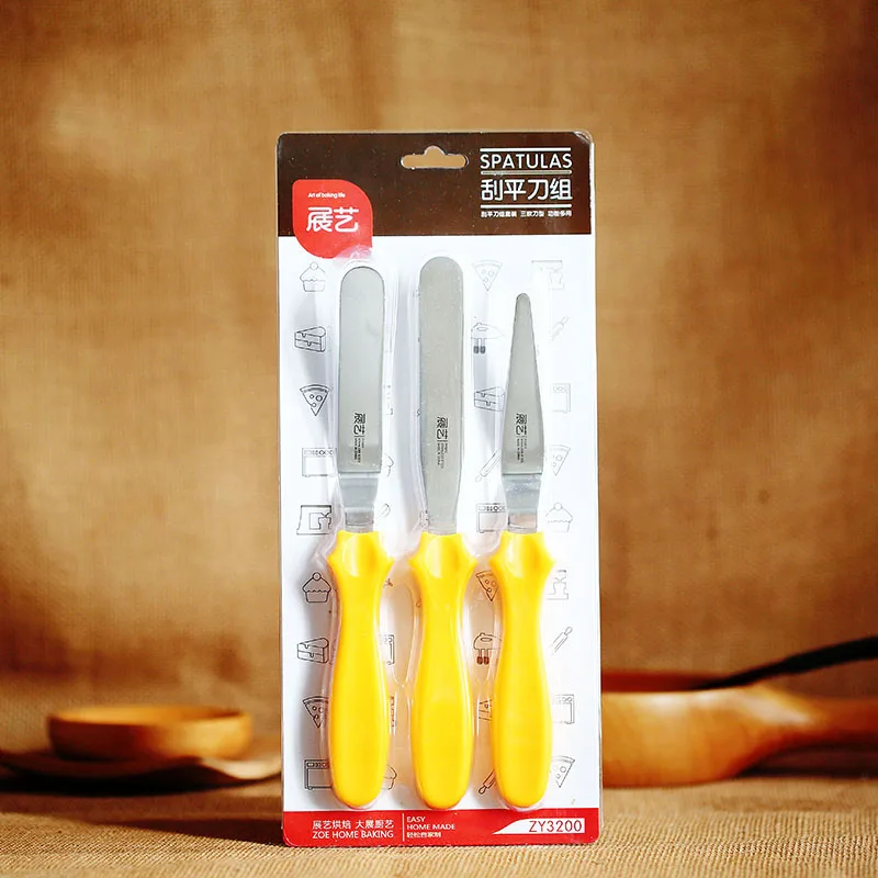 

3pcs Angled Spatula Professional Cake Decorating Tool Straight Stainless Steel Butter Cream Knife Spatula Smoother