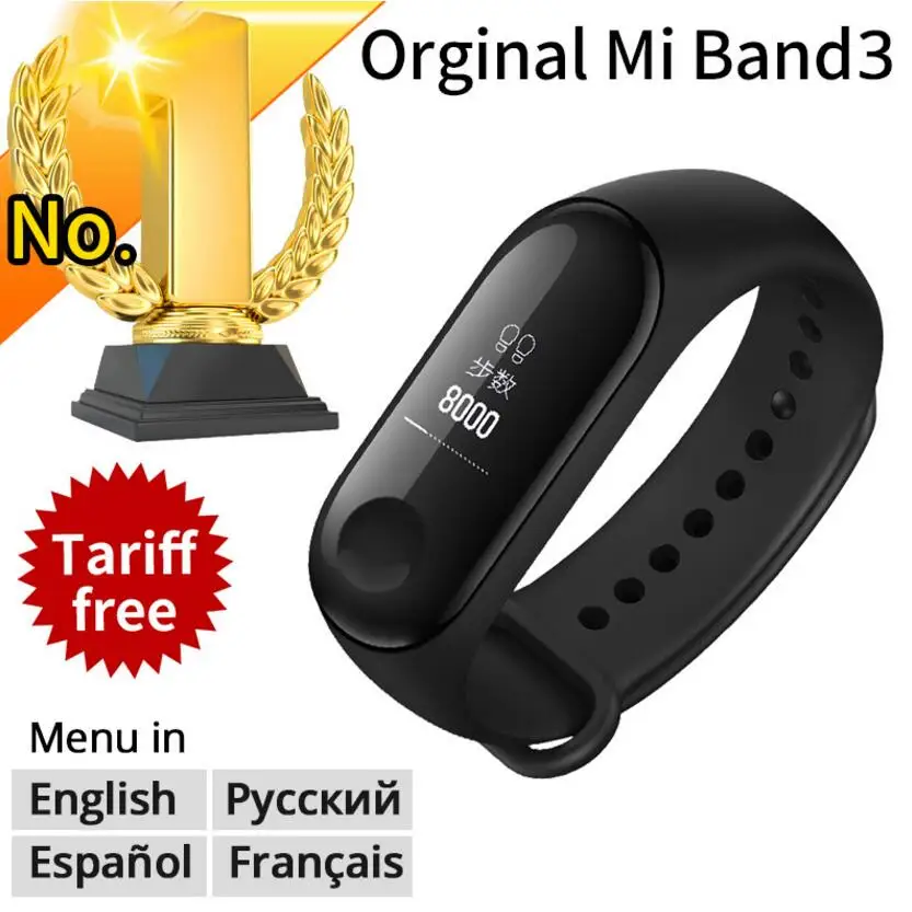 Оригинальный Xiaomi mi Band 3 Смарт браслет черный 0 78 дюймов OLED полоса мгновенное