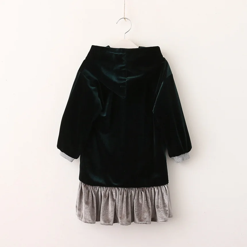 Everweekend Girls Ruffles Velvet Soft Autumn Winter Dress with Hats Vintage Red and Blue Color Princess Party | Детская одежда и