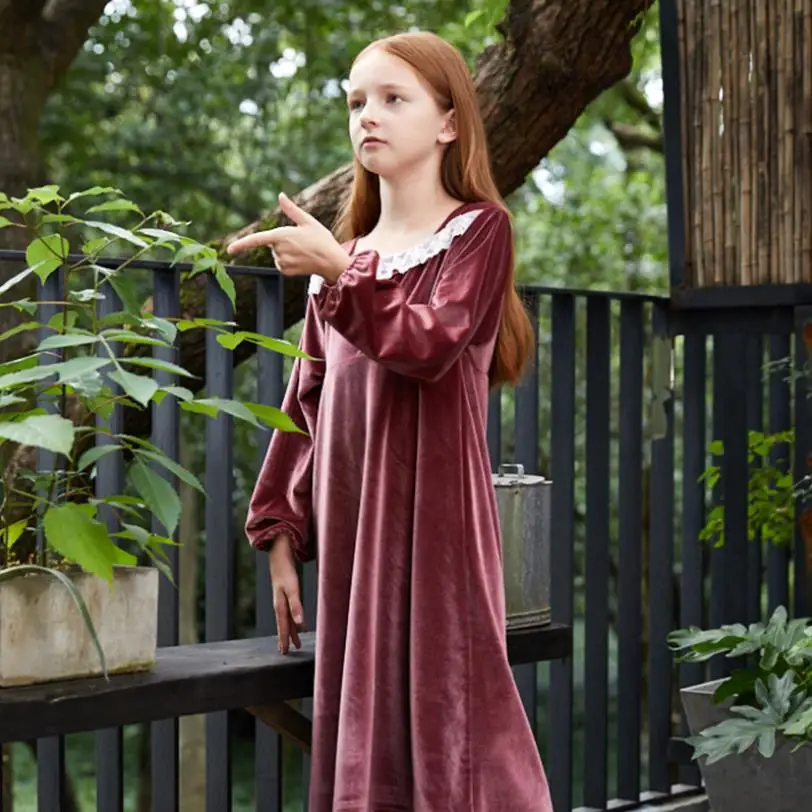 Новинка сезон осень зима Европейский стиль золотые бархатные ночные рубашки для