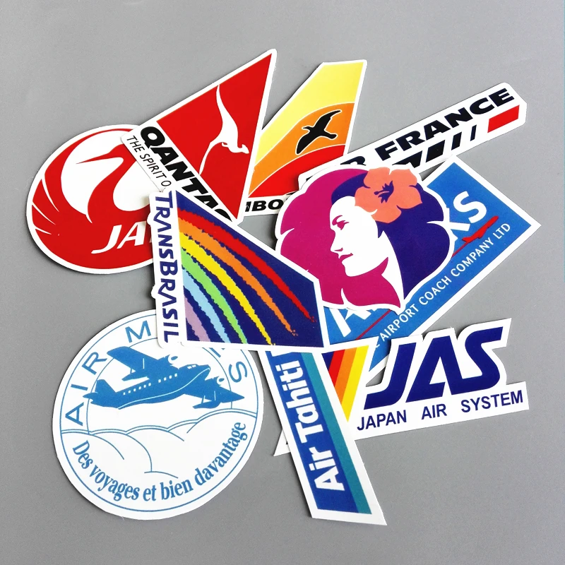 10 шт./лот логотип авиакомпании ПВХ наклейка стикер модный багажник ноутбук