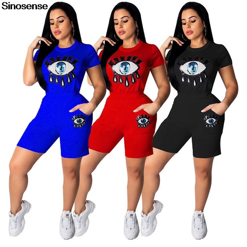 Женский комплект из 2 предметов с блестками двух футболка коротким рукавом и