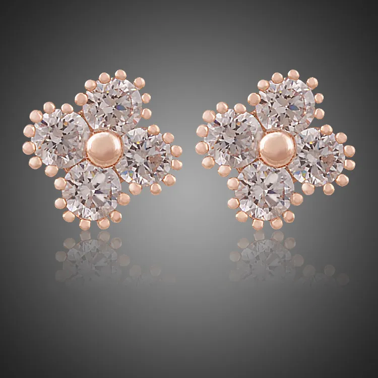 8.28mm Four Shining Zircon Embellishment Earrings Elegant Pearl Stud Women Gathering Necessary Jewelry LM0103 | Украшения и