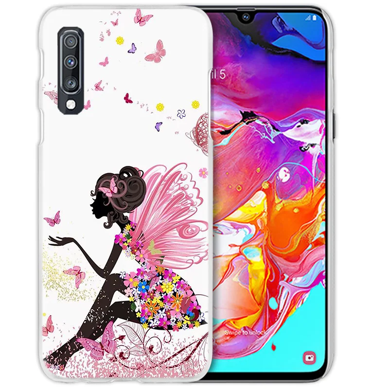 Бабочка чехол для samsung Galaxy A50 A70 A20e A40 A30 A20 A10 A8 A6 плюс A9 A7 Прозрачный жесткий чехол из ПК для телефона с цветочным узором Мандала