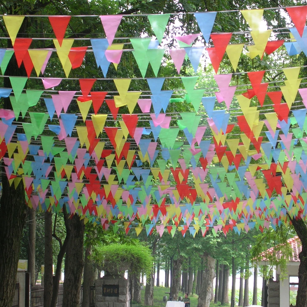 10 Piece 70 Meter Beautiful Triangular Flag Banners For Outdoor Wedding Baby Shower Birthday Party Decoration Bunting | Дом и сад