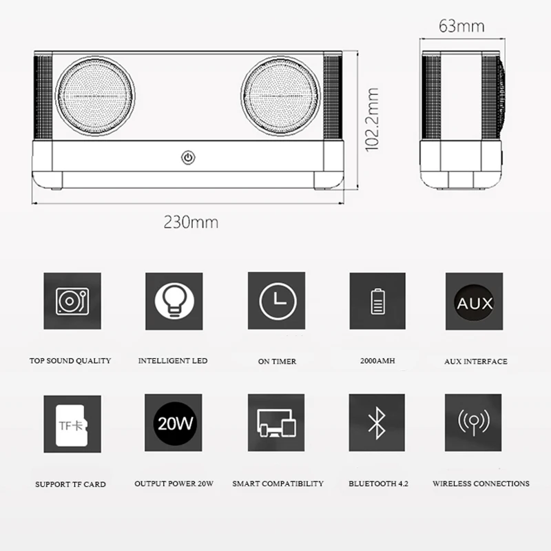 W king портативная bluetooth колонка прозрачная домашняя система Bluetooth Колонка 4 2 с TF 20