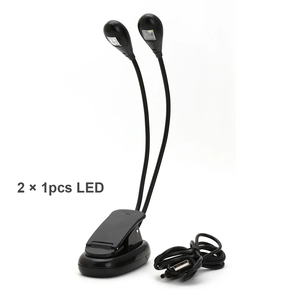 Double Head 1pcs LED Светодиодный светильник для чтения с двумя ручками, 1 шт., 2 шт., светодиодный s гибкий книжный лист светильник, диммер, лампа для чтения, для студенческого общежития, на зажиме, настольная лампа - Испускаемый цвет: Double Head 1pcs LED