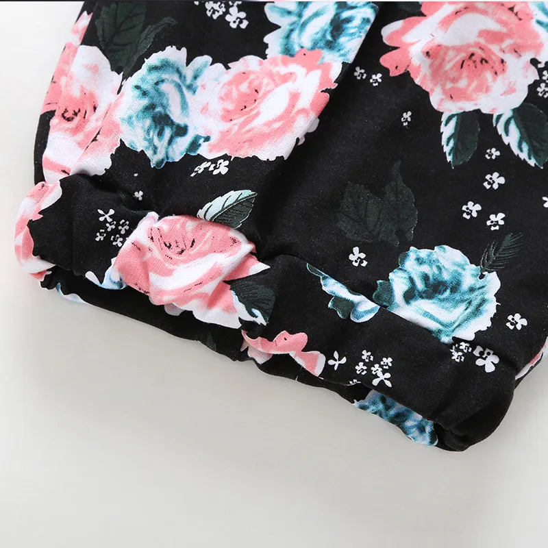 Newborn Children Winter Spring Baby Girl Clothes Long Sleeve Hoodie floral Tops Pants 2 Pieces infant girls clothing Outfit Set | Детская
