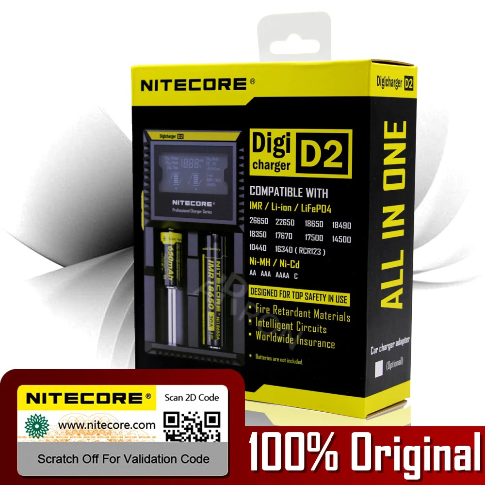 Nitecore D2 зарядное устройство с ЖК дисплеем универсальное умное для аккумулятора
