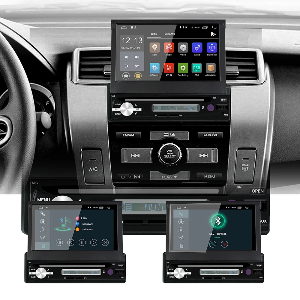 " автоматический выдвижной экран 1din Android 8,1 2G+ 16G автомобильное радио стерео четырехъядерный gps Bluetooth Зеркало Ссылка WiFi MP5 AM FM RDS