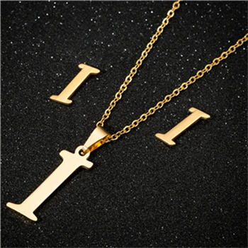 I necklace sets Yiustar модное простое алфавитное ожерелье s для женщин из нержавеющей стали ожерелье цепь A-Z ожерелье с буквенными подвесками индивидуальный подарок - Окраска металла: I necklace sets