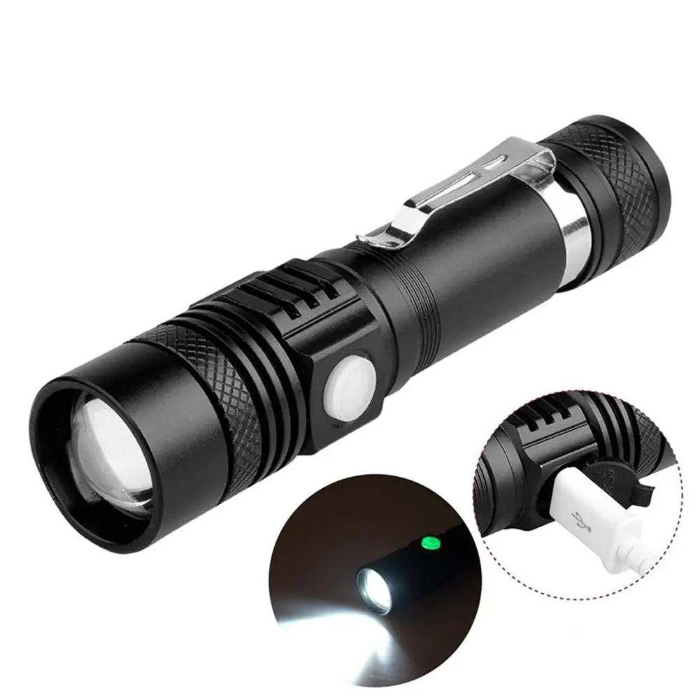 SOLLED USB подсвечивающий удобный мощный фонарик из сплава power Tips алюминиевый водонепроницаемый мини фонарик с зумом 18650 перезаряжаемый