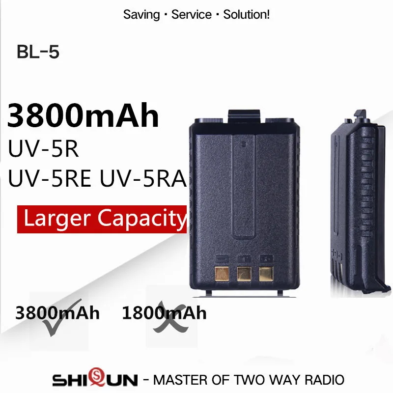Горячий Baofeng UV-5R Батарея BL-5 3800 мАч Baofeng UV-5R UV-5RE UV-5RA Батарея больше Ёмкость чем Baofeng 1800 мА/ч, Батарея