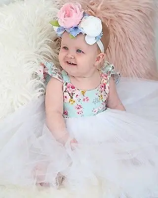 Модная одежда для новорожденных девочек цветочное Тюлевое платье вечерние