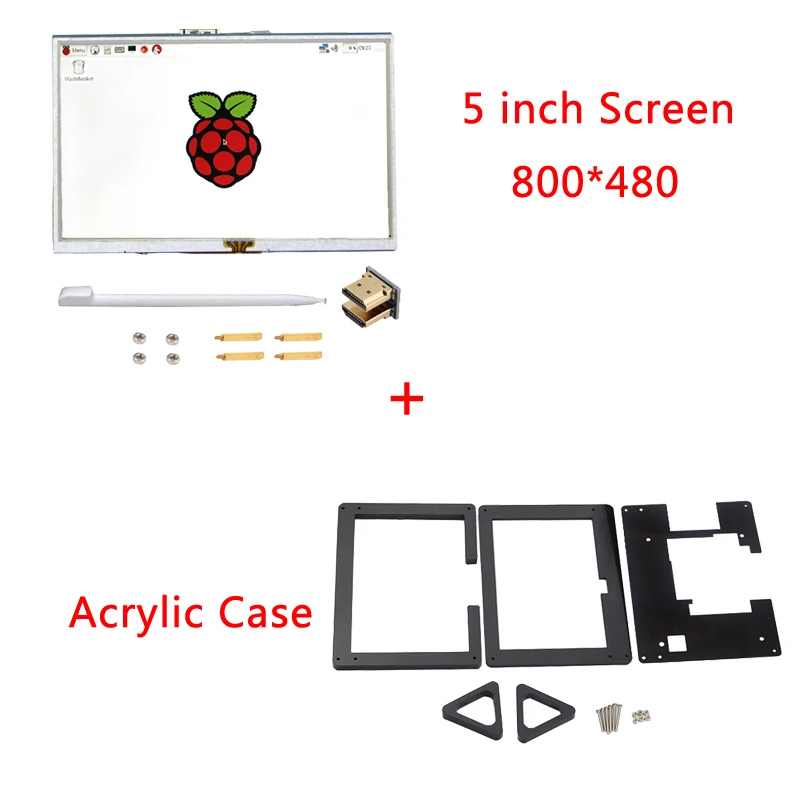 5 дюймов Экран Raspberry Pi 3 800*480 Сенсорный экран HDMI Интерфейс ЖК-дисплей Дисплей+ акриловый чехол для Raspberry Pi 3 Model B Plus