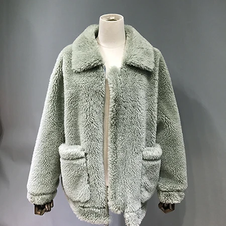 light green Maylofuer Новые поступления Короткая натуральная овечья шерсть Шуба Мода Тедди Куртка Разноцветные Верблюжий Тедди Пальто - Цвет: light green