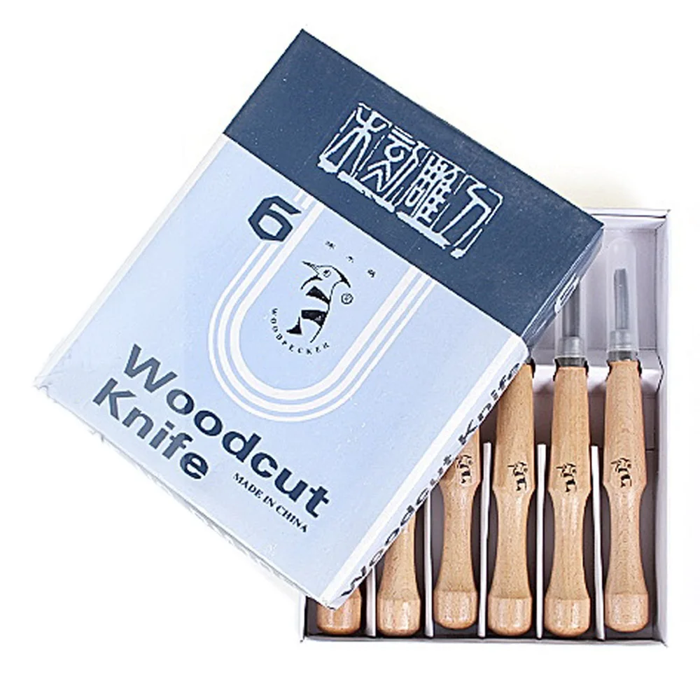 6 in 1 Solid Handle Woodcut Scorper Wood Carving Chisels Set Woodworking Knife Hand Tool Kit | Инструменты