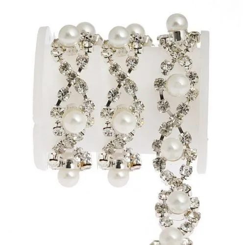 Форма S Перекрещенные прозрачные кристаллы жемчужины украшение аппликация