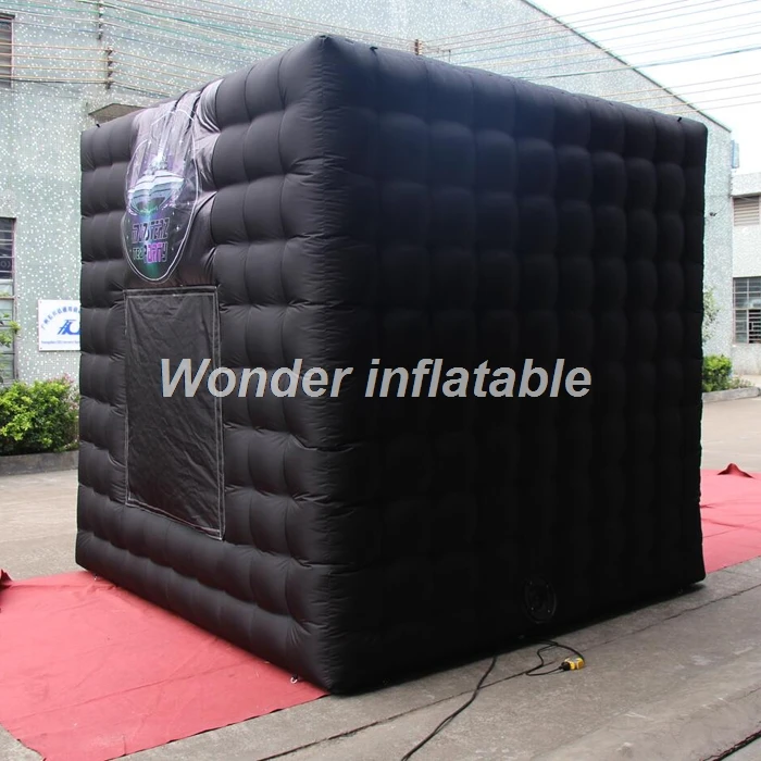 Kopen 3 M Zwart Draagbare Opblaasbare Foto Booth Kiosk 3d Photo Booth Led Opblaasbare Kubus Tent Voor Bruiloften