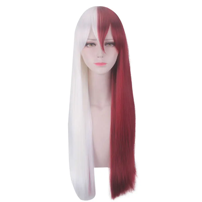 Женский длинный парик с героями мультфильмов Todoroki Shoto, карнавальный костюм Boku no Hero Academy, красные и белые волосы, парики для вечеринок на Хэллоуин
