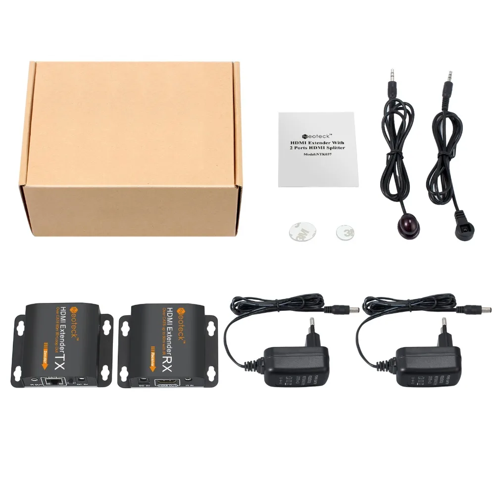 Proster HDMI разветвитель удлинитель 60 м RJ45 передатчик TX/RX с ИК-преобразователем для CAT6 HDMI удлинитель с 2 портами HDMI разветвитель