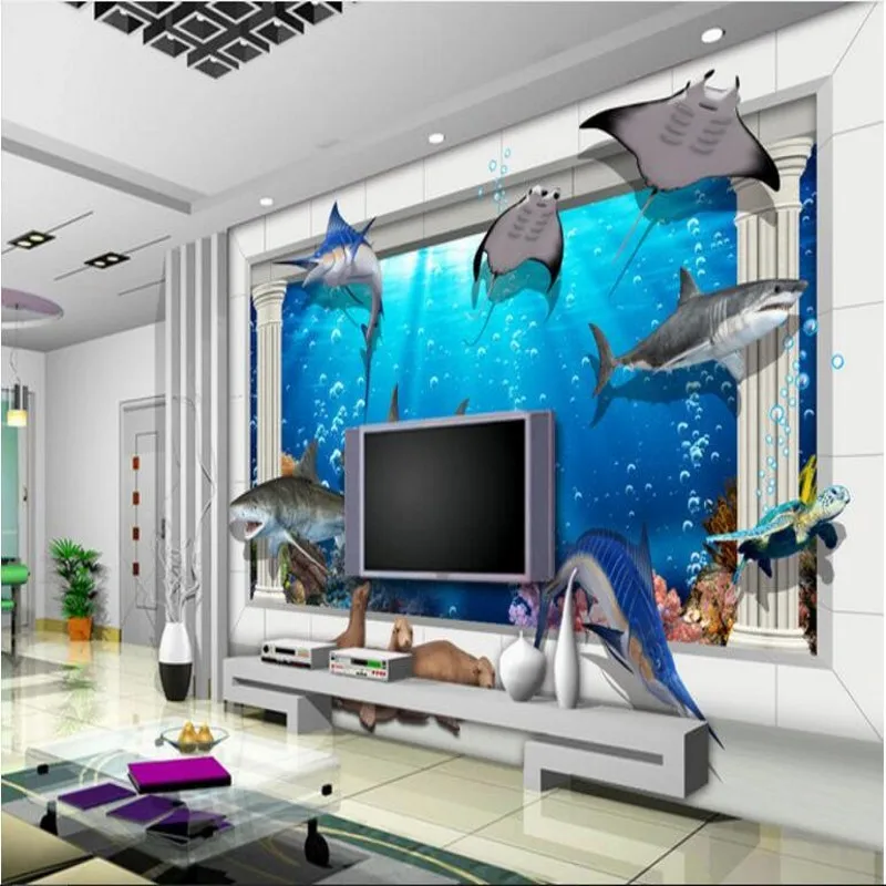 wellyu Custom large frescoes underwater world 3d three - dimensional palace romas TV background wall non woven wallpaper | Обустройство