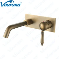 vouruna antique brass basin faucet wall mounted bathroom sink mixer tap old style vessel wall basin spout