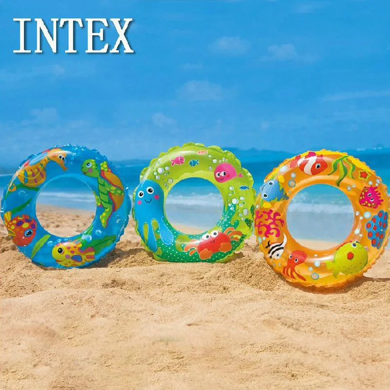 INTEX 59242 надувные пвх рыбы морской жизни плавать кольцо 60 см бассейн воды играть в