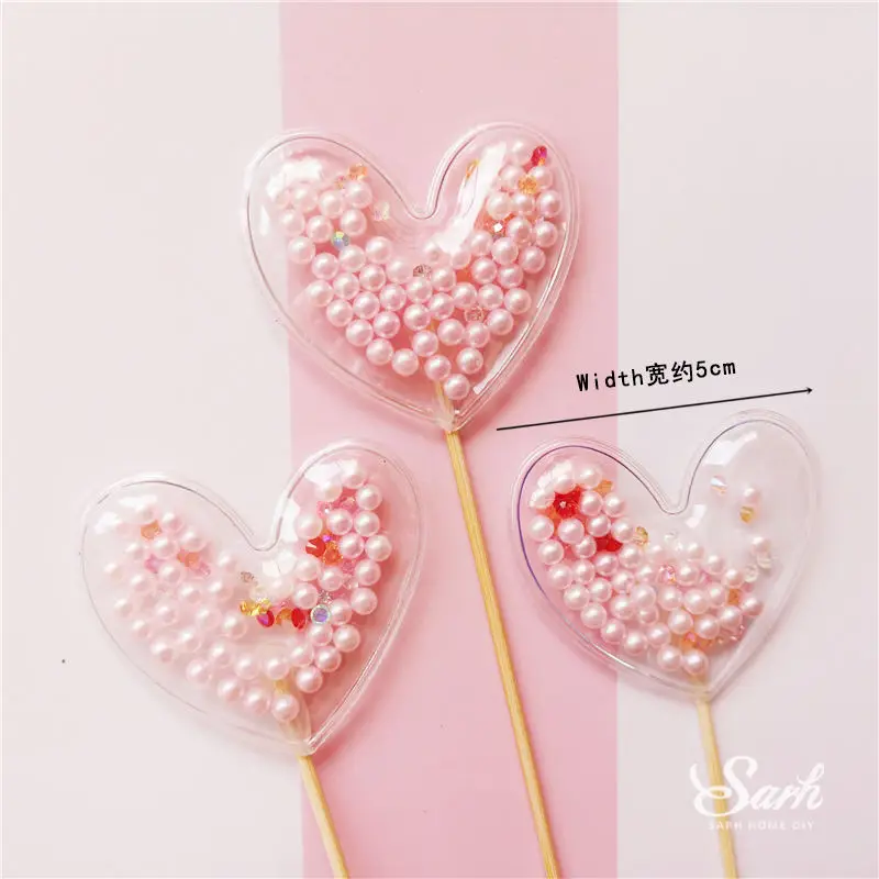 3pc heart toppers Счастливый день рождения для мальчиков и девочек торт фигурки жениха и невесты; шикарные поцелуй влюбленных украшение ко Дню Святого Валентина Свадебная вечеринка поставки выпечки сладкий подарок - Цвет: 3pc heart toppers