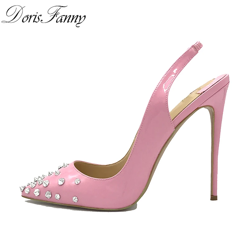 

DorisFanny Pink slingback heels 2018 shoes women designers White wedding shoes bride women pumps