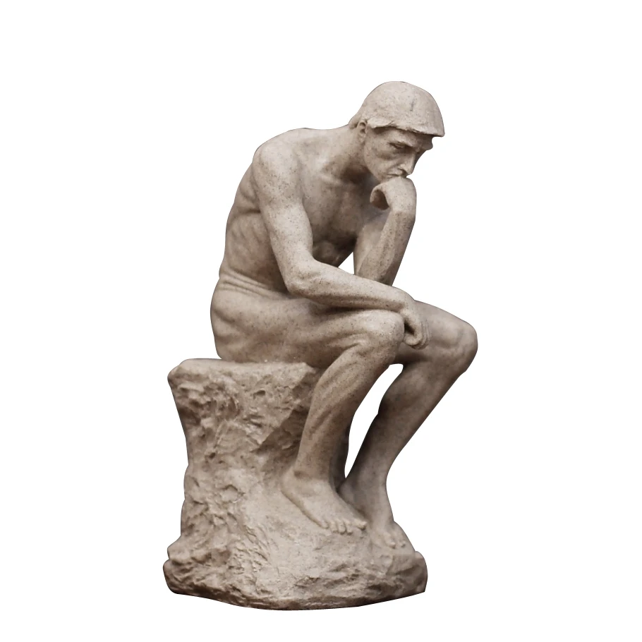 

Nordic Sandstone Thinker Statue Figure Ornaments Creative Study Office Furnishings Gifts Living Room Home Decoration