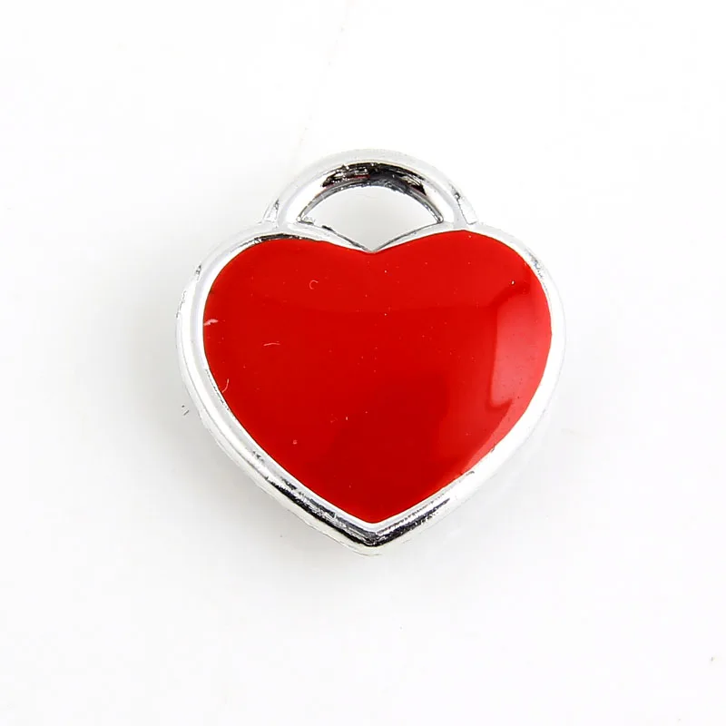 10 шт. подвески в форме сердца с эмалью серебристые бусины из сплава покрытием