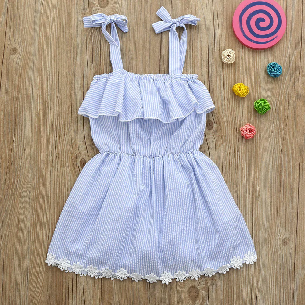 Детское летнее платье для девочек комплект в полоску одежда комбинезон младенца