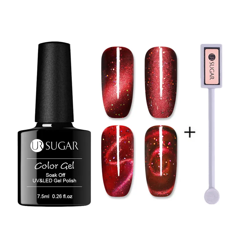 Holo with stick 1 Ur Sugar голографический 3D Гель-лак для ногтей с кошачьими глазами 7,5 мл Магнитный лазерный блеск впитывающий УФ-гель лак для маникюра - Цвет: Holo with stick 1
