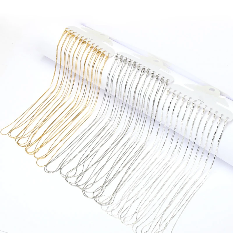 

Цепочка с металлическими звеньями, золотистая/Серебристая/родиевая, длиной 40 см, 12 шт.