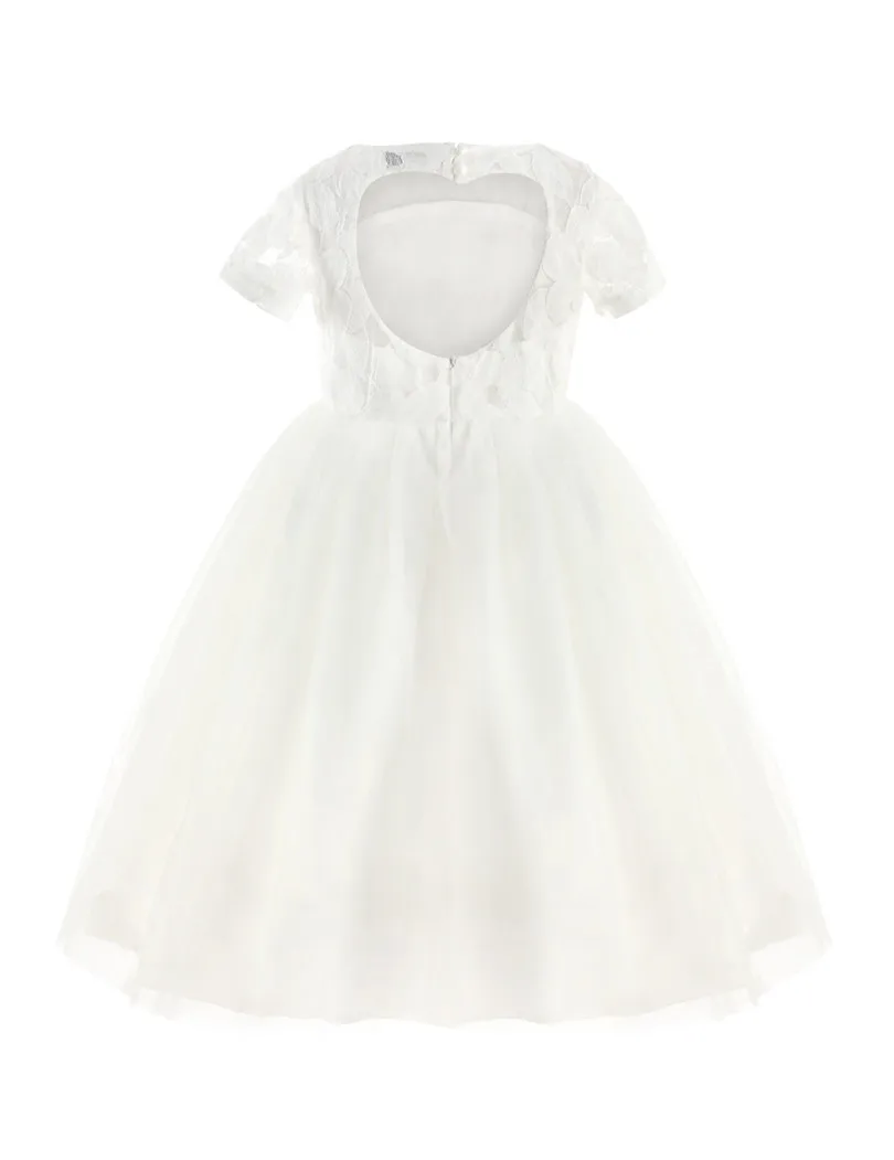 TiaoBug Белое платье с цветочным рисунком для девочек со стразами открытой спиной